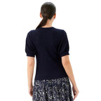 Karen Kane Ribbed Short Sleeve Top Navy back view