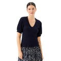 Karen Kane Ribbed Short Sleeve Top Navy front view