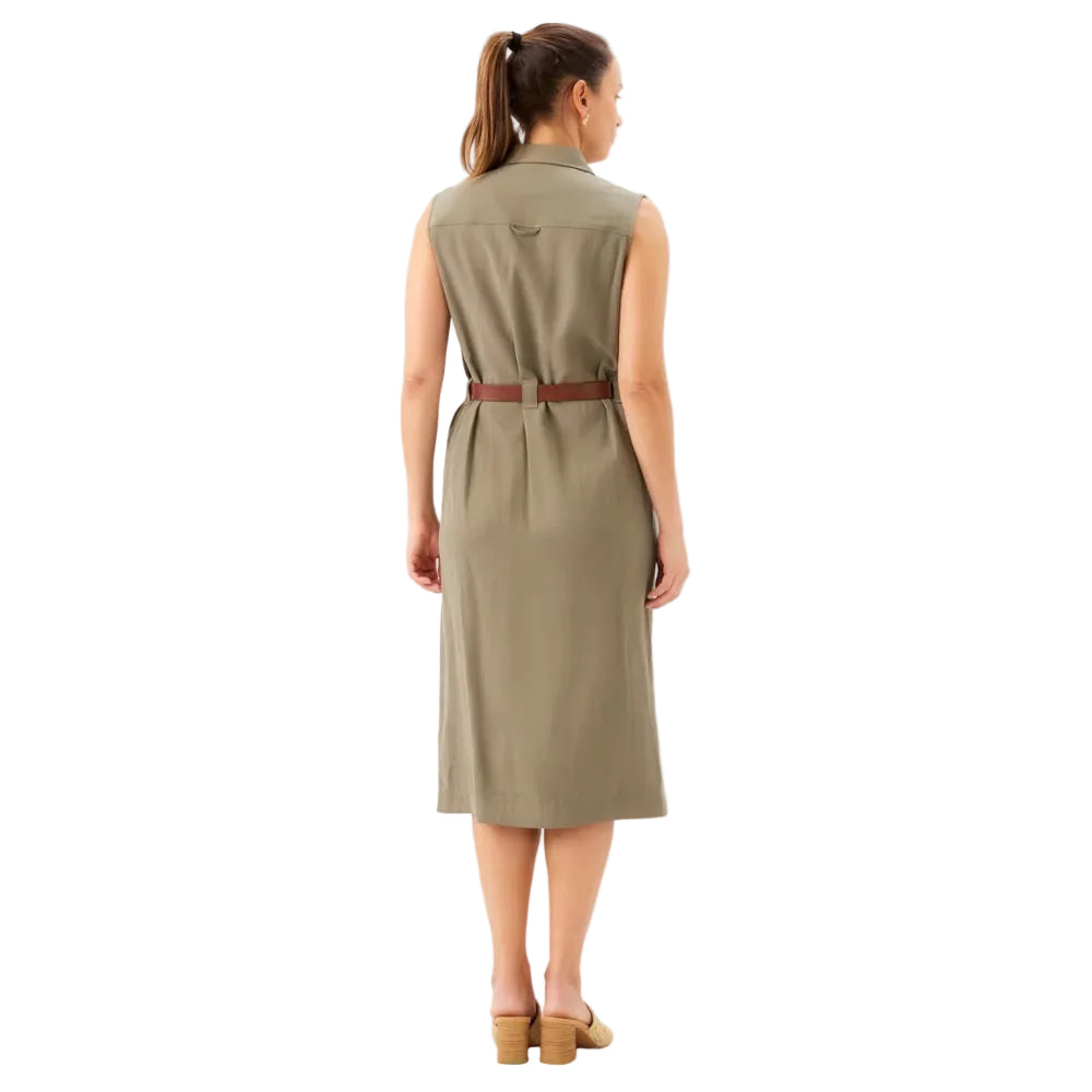 Karen Kane Sleeveless Midi Shirtdress in olive back view