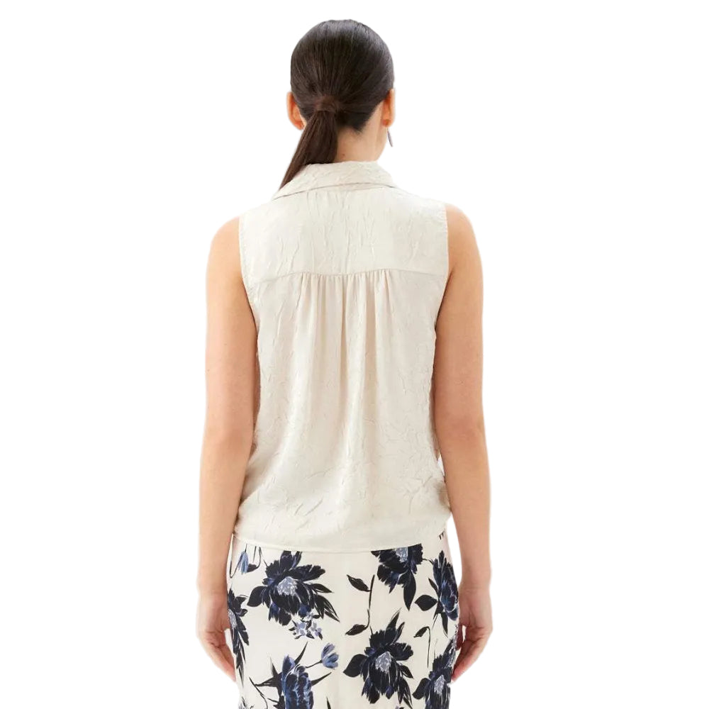 Karen Kane Sleeveless Tie-Front Top Ecru back view