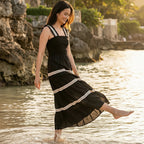 Karen Kane Sleeveless Tiered Midi Dress Blue Natural lifestyle view