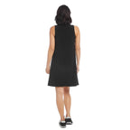 Karen Kane Sleeveless Zip-Up Travel Jersey Dress in black back view