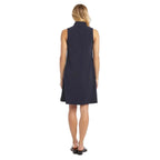 Karen Kane Sleeveless Zip-Up Travel Jersey Dress in navy back view