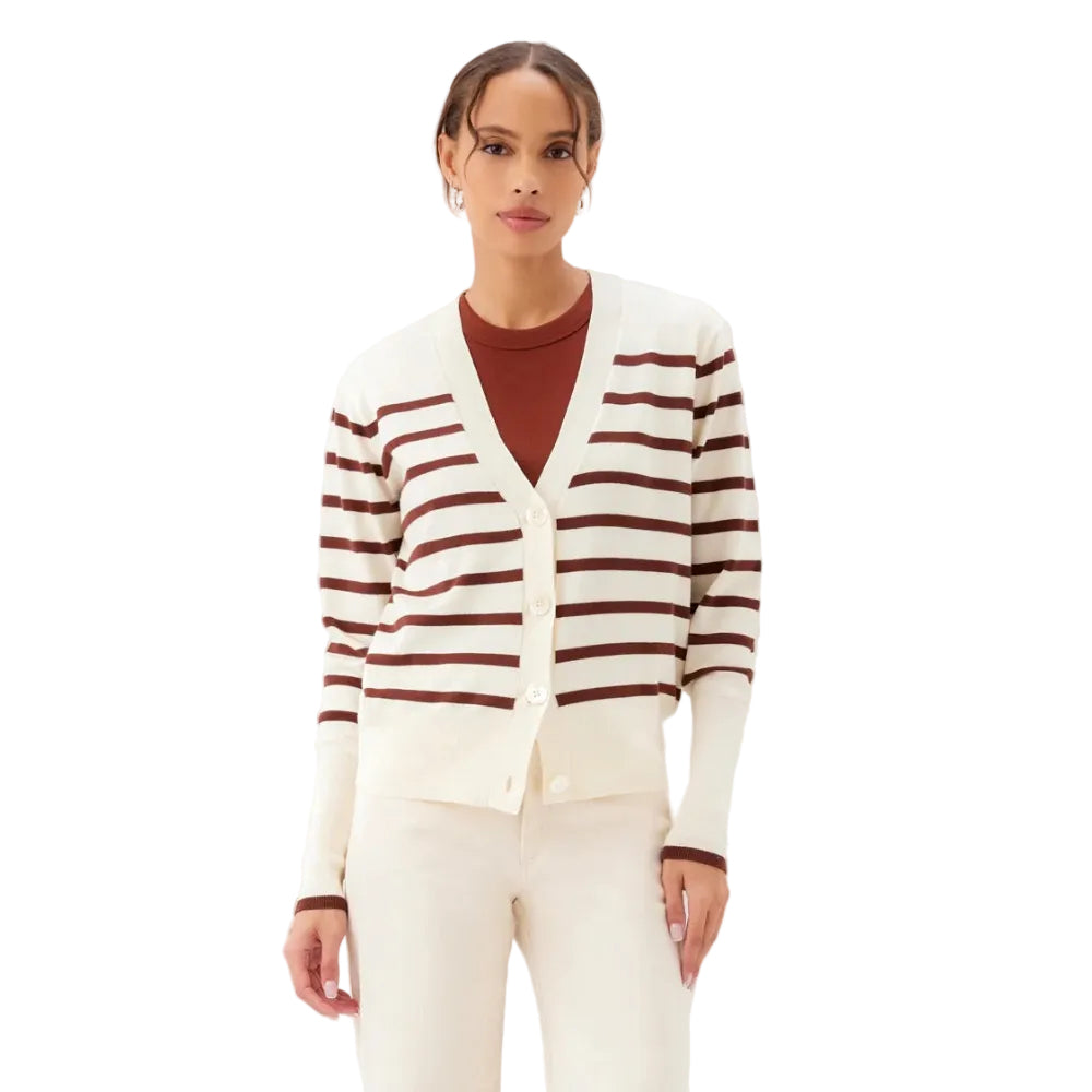 Karen Kane Stripe Cardigan Sweater stripe knit detail