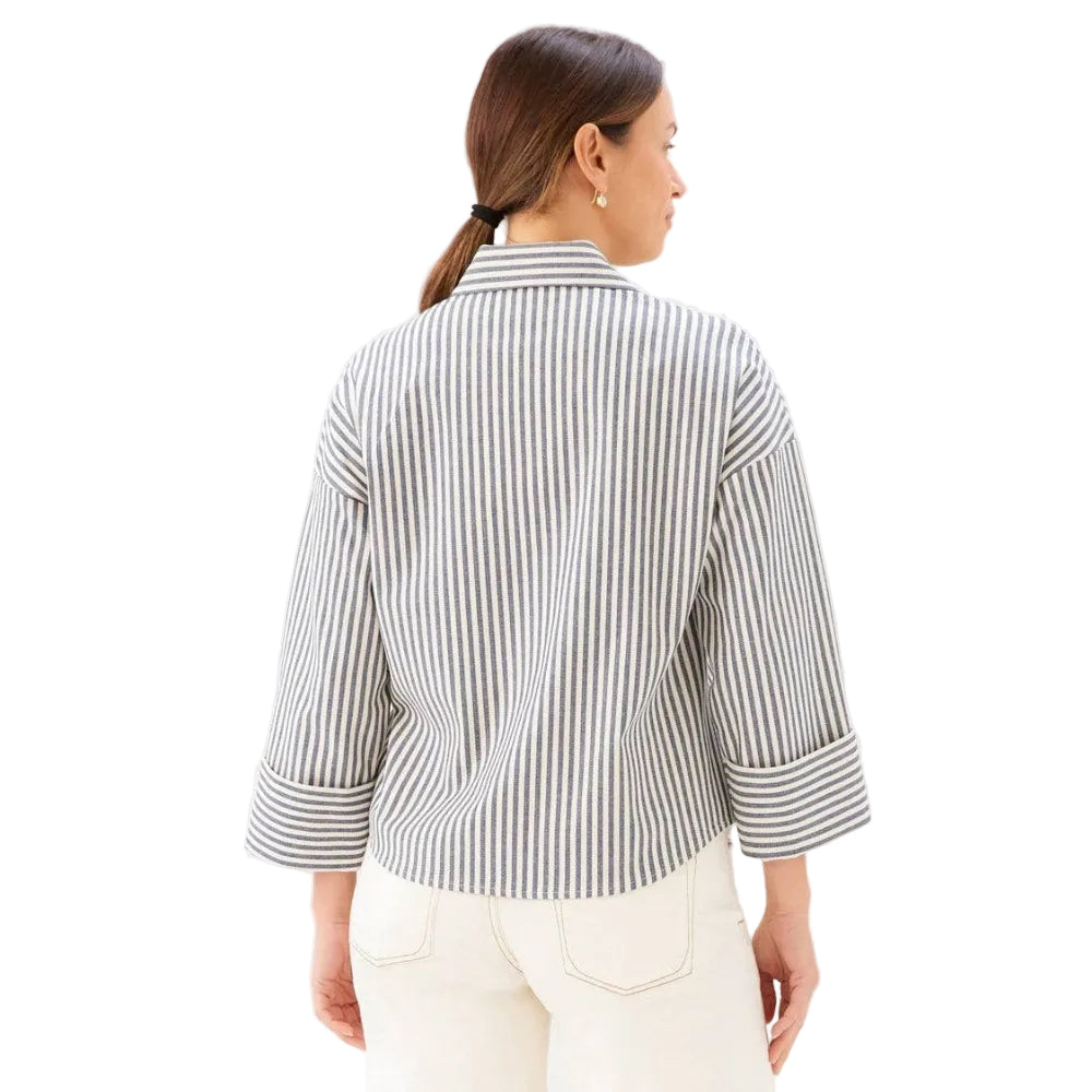 Back view of the top showcasing the striped design and comfortable fit.