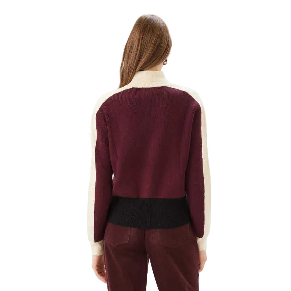 Karen Kane Women's Colorblock Zip-Up Cardigan Sweater in Multi back view
