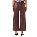 Karen Kane Women's Faux Leather Pull On Ankle Pants in Wine back view