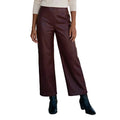 Karen Kane Women's Faux Leather Pull On Ankle Pants in Wine front view