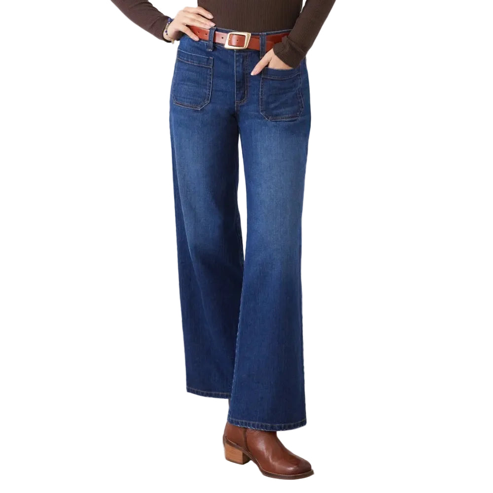 Karen Kane Women's Lauren Patch Pocket Jeans in Indigo front view