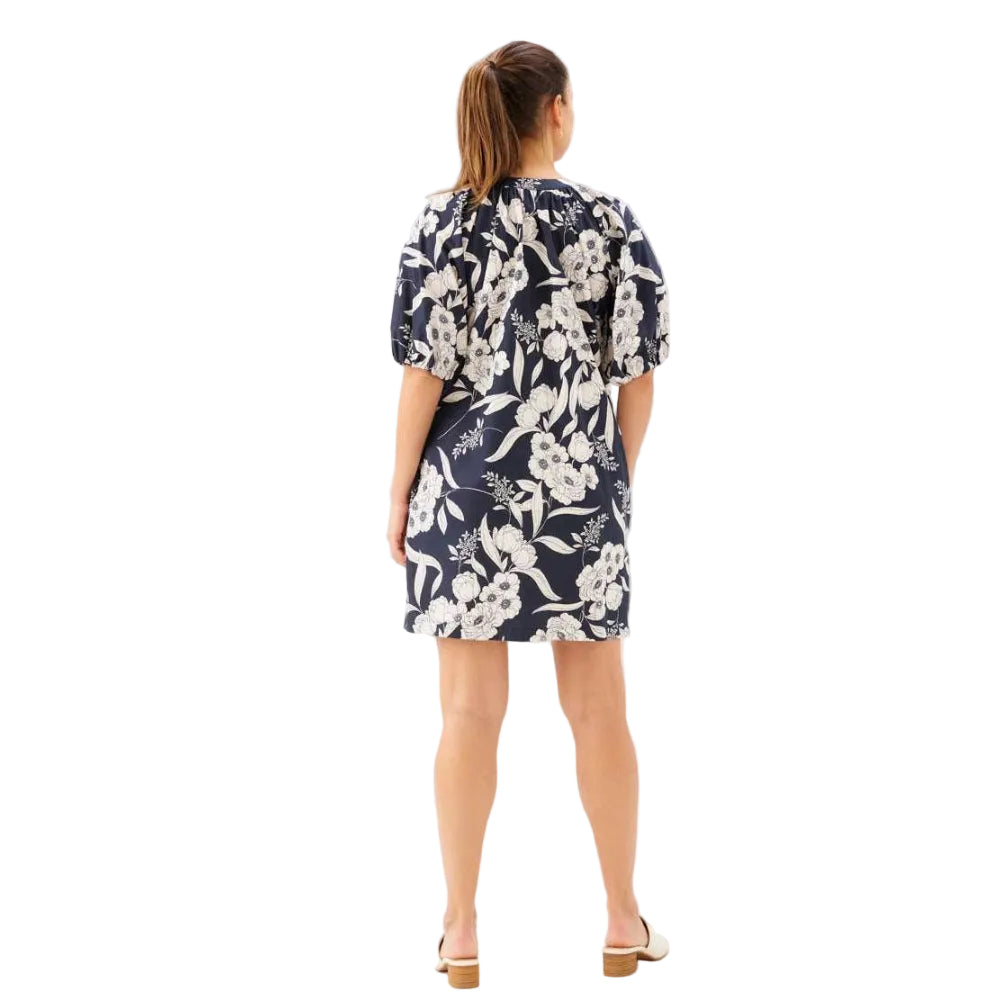 Back view of Karen Kane Women’s Puff Sleeve Peasant Dress in Floral Print