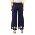 Back view of Karen Kane Women’s Scallop Drawstring Pants in Navy