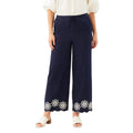 Front view of Karen Kane Women’s Scallop Drawstring Pants in Navy