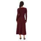 Karen Kane Women's Seamless Sweater Midi Dress in Wine back view