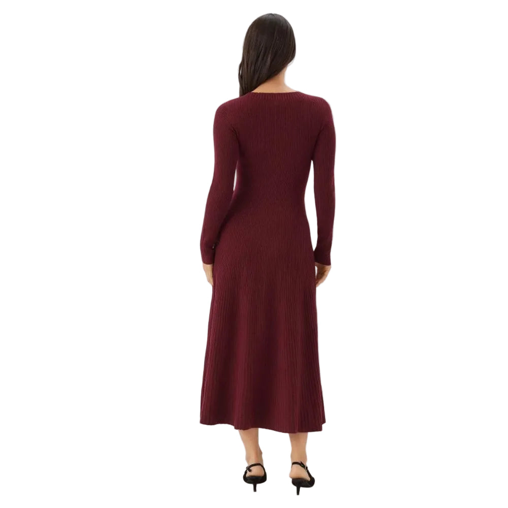 Karen Kane Women's Seamless Sweater Midi Dress in Wine back view