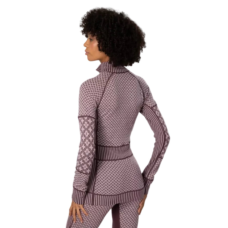 Kari Traa Women's Smekker Half Zip Base Layer in Cocoa Powder back view