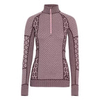 Kari Traa Women's Smekker Half Zip Merino Base Layer in Cocoa Powder front view