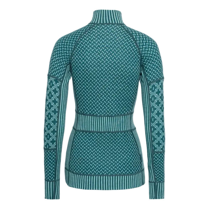 Kari Traa Women's Smekker Half Zip Base Layer in Peacock back view