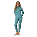 Kari Traa Women’s Anna Half Zip in Peacock full front view with Nordic snowflake pattern