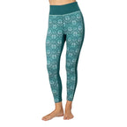 Kari Traa Women’s Anna High Waist Base Layer Pants in Peacock front view with Nordic pattern