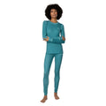Kari Traa Women’s Fryd High Waist Base Layer Pants in Peacock front view with allover print and high waistband