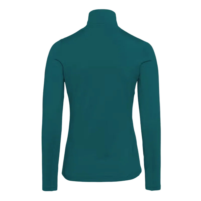 Kari Traa Women’s Lilja Half Zip in Peacock back view showing the slim fit and allover graphic print