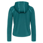 Kari Traa Women’s Mika Full Zip Hood in Peacock back view showing the cropped fit and fixed hood