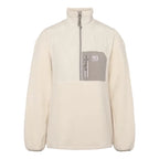 Kari Traa Women’s Røthe Half Zip in Light Beige front view with quilted upper and contrast zippered chest pocket