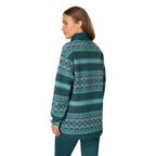 Kari Traa Women’s Ruthie Midlayer Half Zip in Peacock back view showing the relaxed fit and dropped-back hem