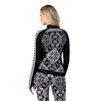 Kari Traa Women’s Saga Half Zip in Black back view showing the detailed Scandinavian-inspired knit pattern