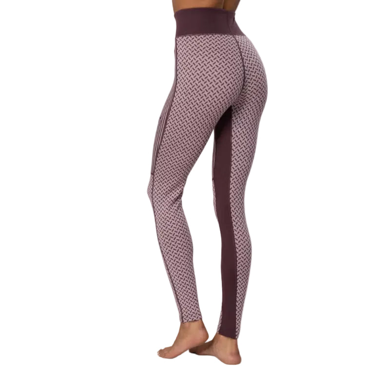 Kari Traa Women’s Smekker High Waist Base Layer Pants in Cocoa Powder back view showing the high waist and patterned merino knit