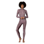Kari Traa Women’s Smekker High Waist Base Layer Pants in Cocoa Powder front view with jacquard-knit pattern panels