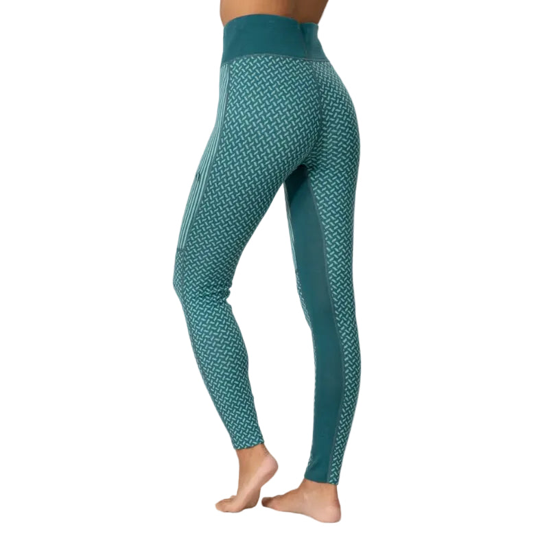 Kari Traa Women’s Smekker High Waist Base Layer Pants in Peacock back view showing the slim fit and high waistband