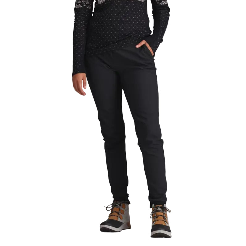 Kari Traa Women’s Tirill Thermal Pants in Black front view with ribbed waistband and weather-protective panels