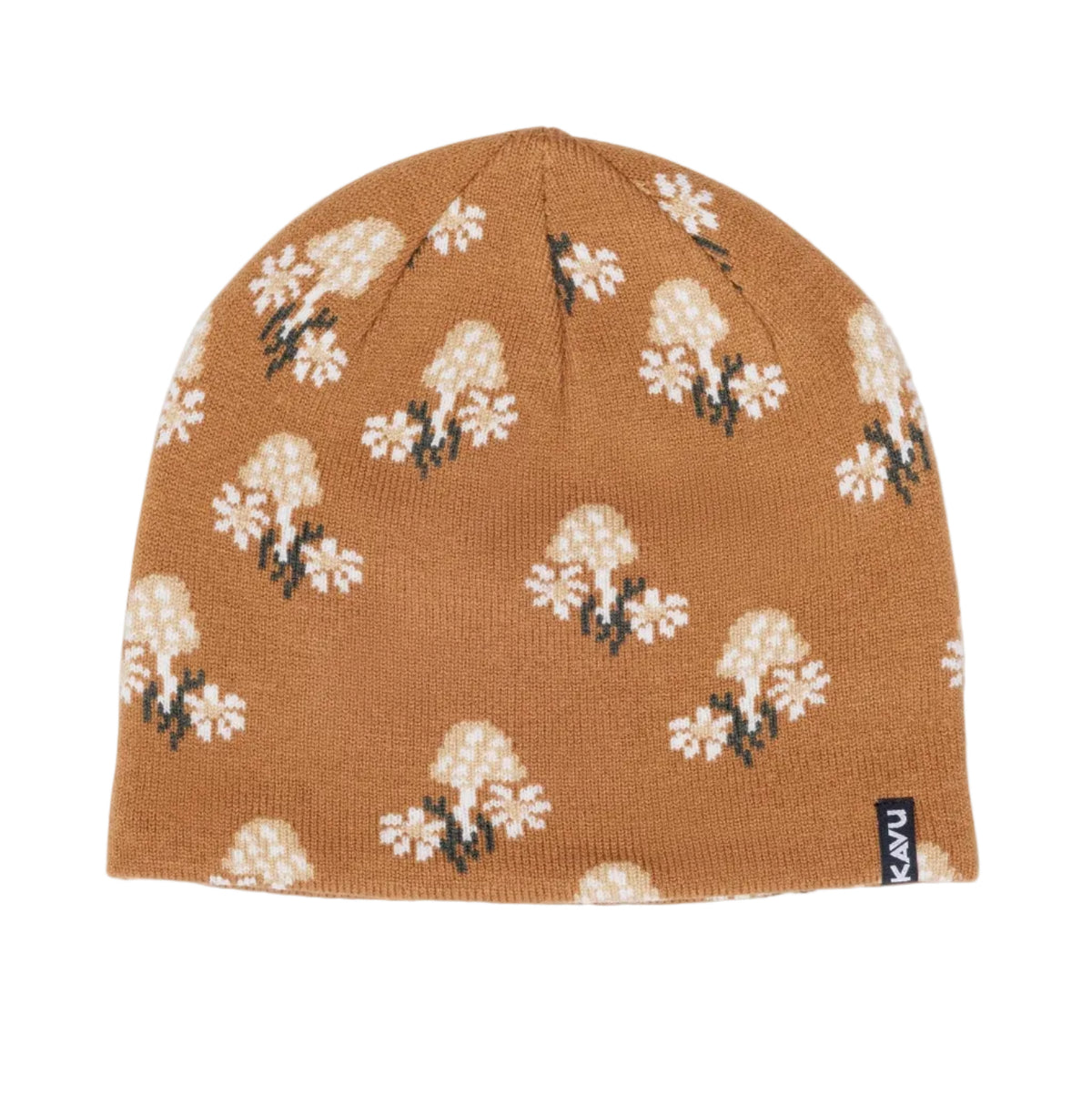 KAVU Benny Beanie in Forage Patch with allover jacquard knit design, front view