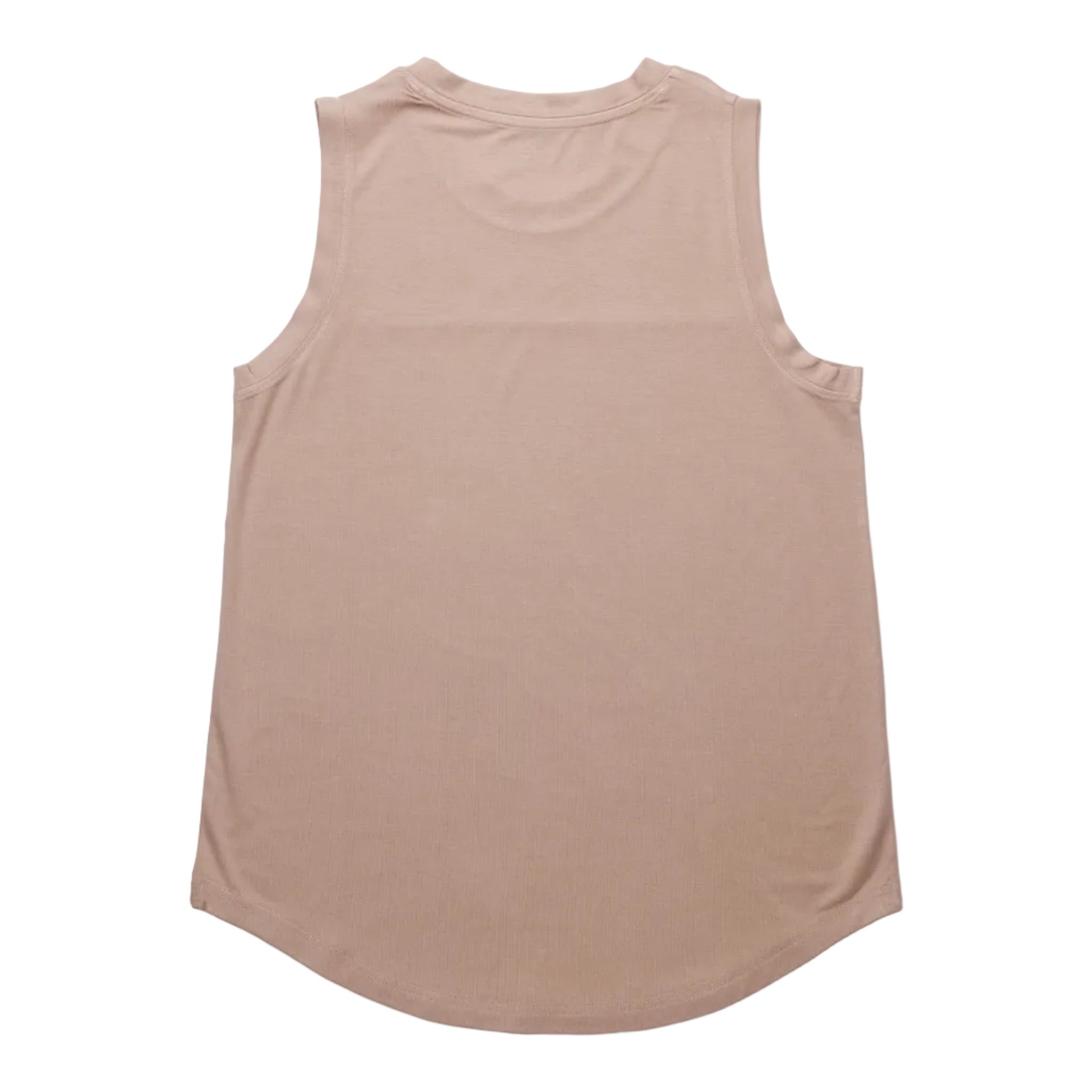 Women's KAVU Bisbee Tank in Burnt Sugar back view showing a comfortable silhouette and curved hem styling