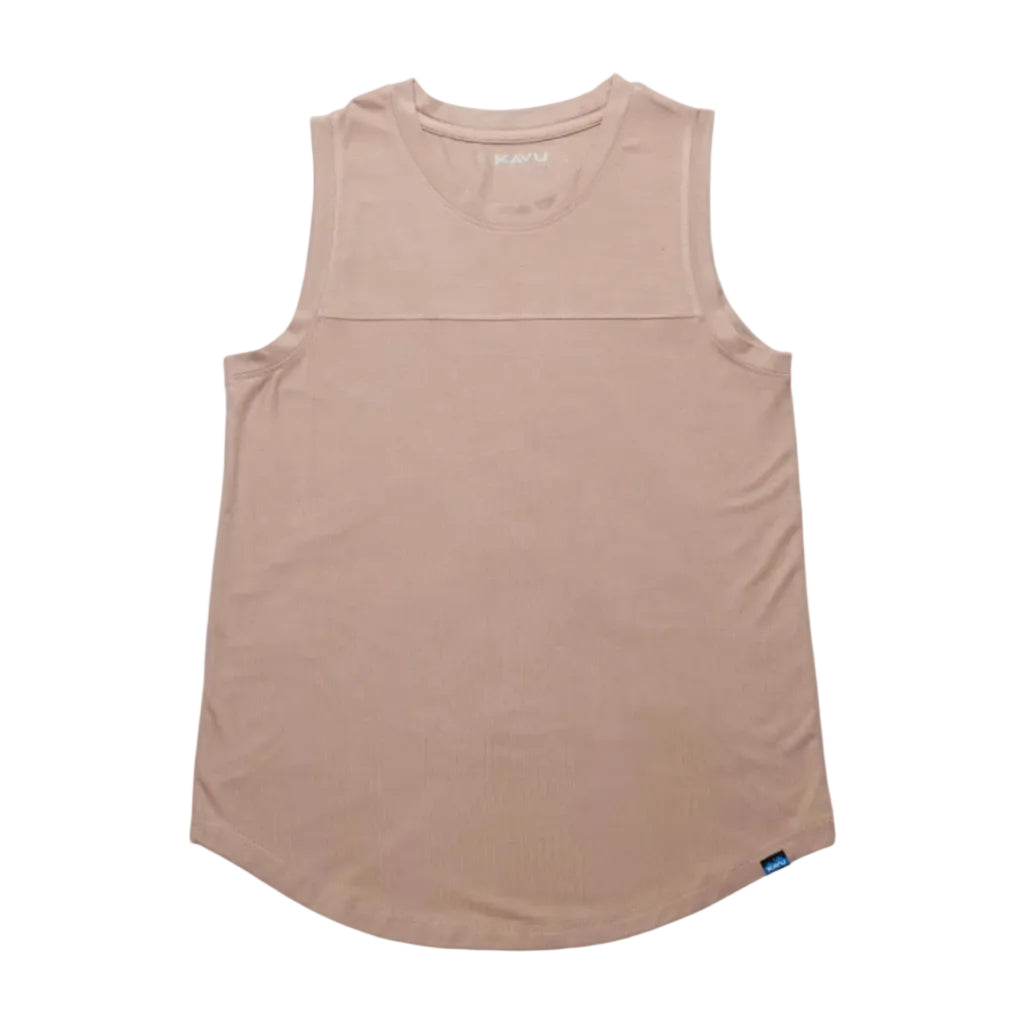 Women's KAVU Bisbee Tank in Burnt Sugar front view featuring a relaxed fit and soft stretch jersey knit fabric