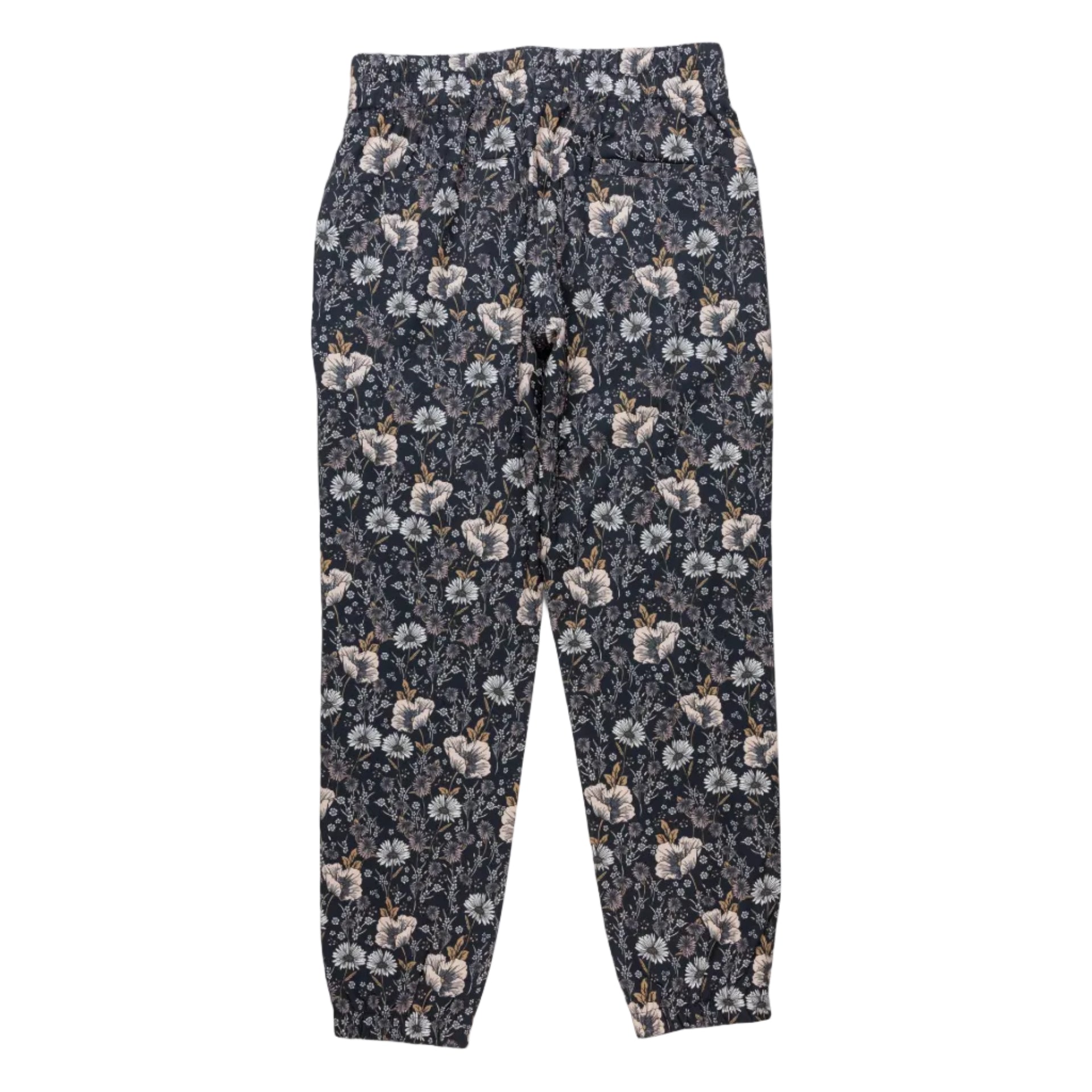Women's KAVU Bucerias Pant in Quiet Wildflowers back view showing a comfortable silhouette and all-over floral pattern
