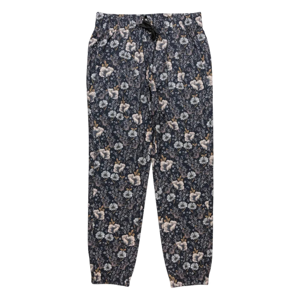 Women's KAVU Bucerias Pant in Quiet Wildflowers front view featuring a relaxed fit and colorful floral print