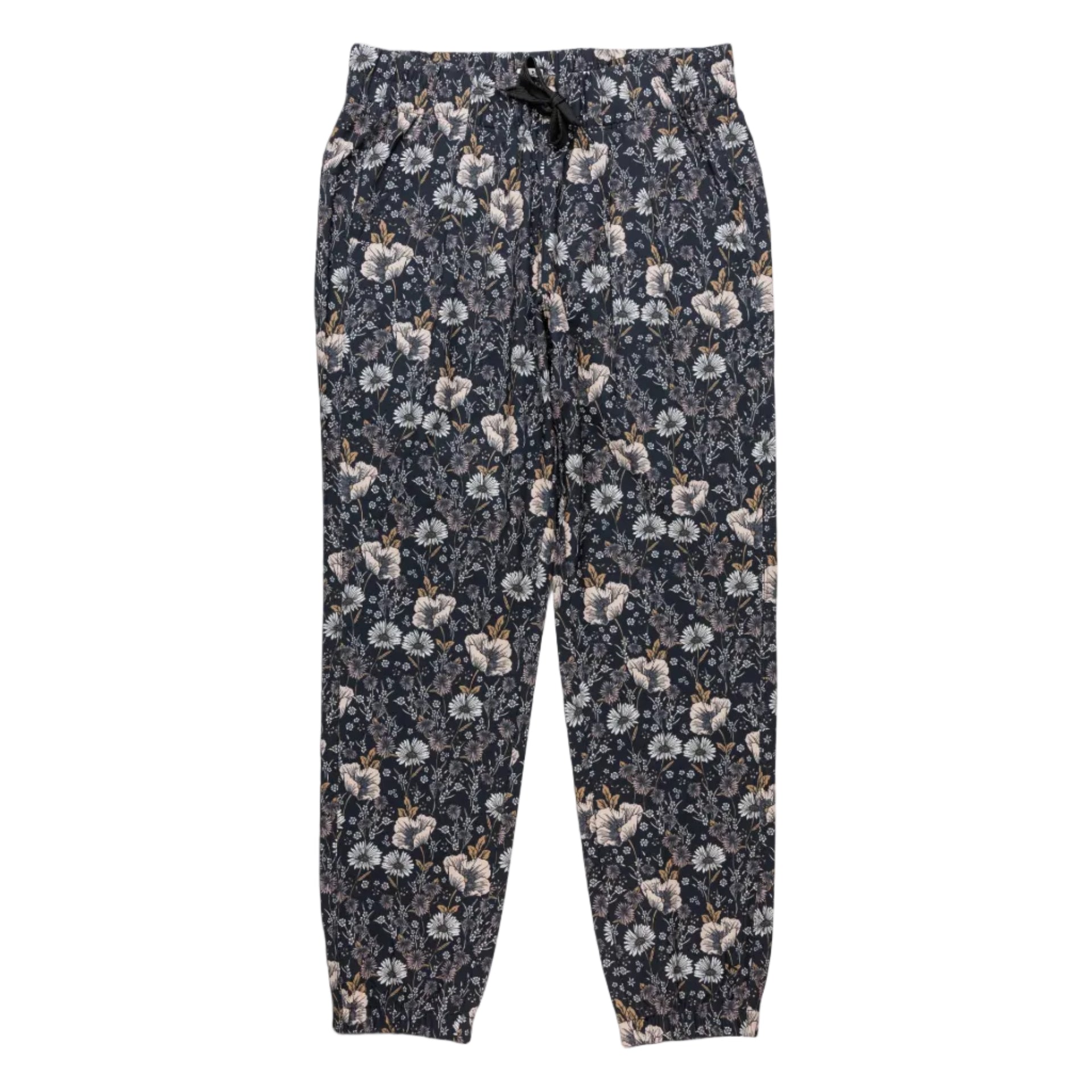 Women's KAVU Bucerias Pant in Quiet Wildflowers front view featuring a relaxed fit and colorful floral print