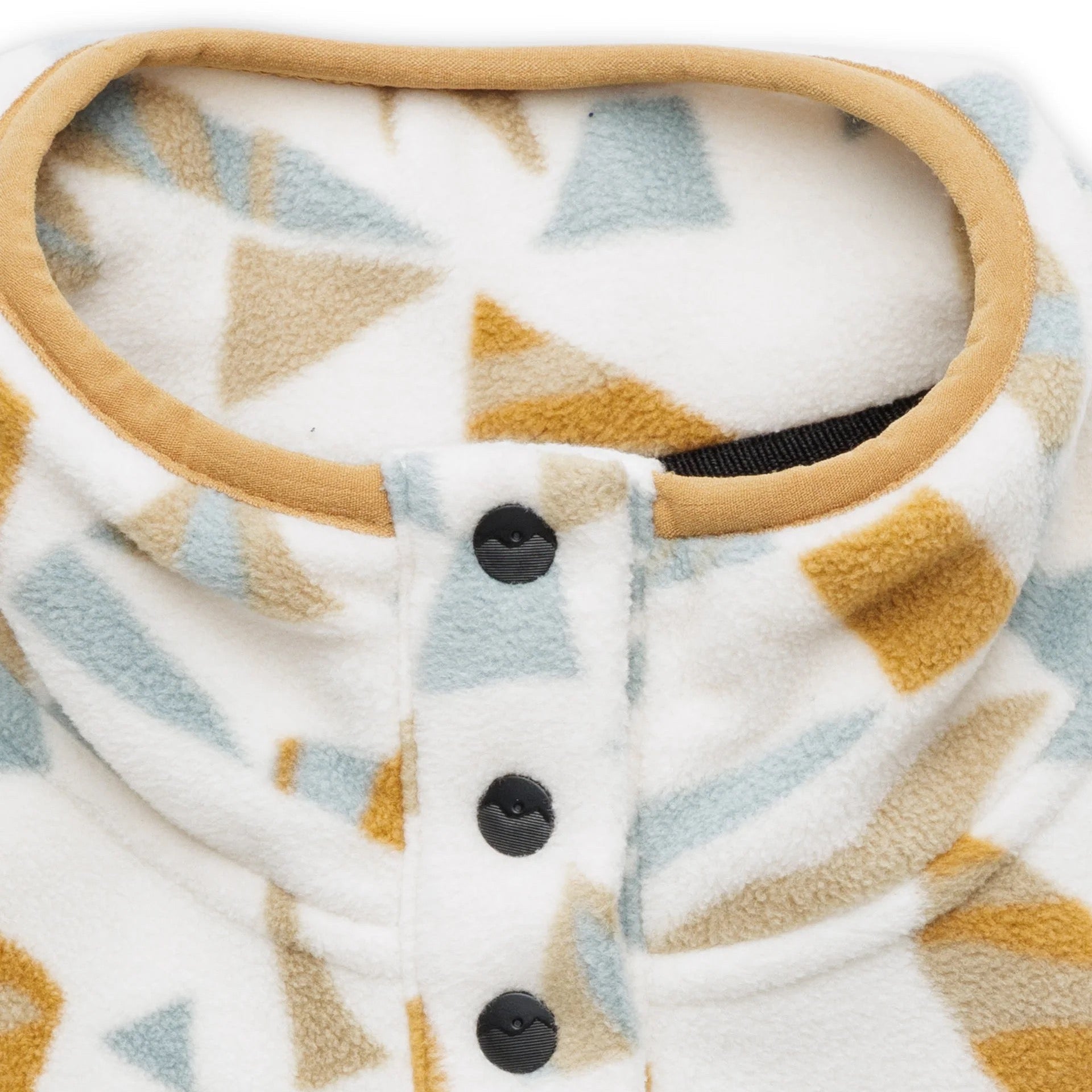 Close-up of the KAVU Cavanaugh Pullover Fleece in Mod Mix highlighting the soft fleece fabric and colorful pattern