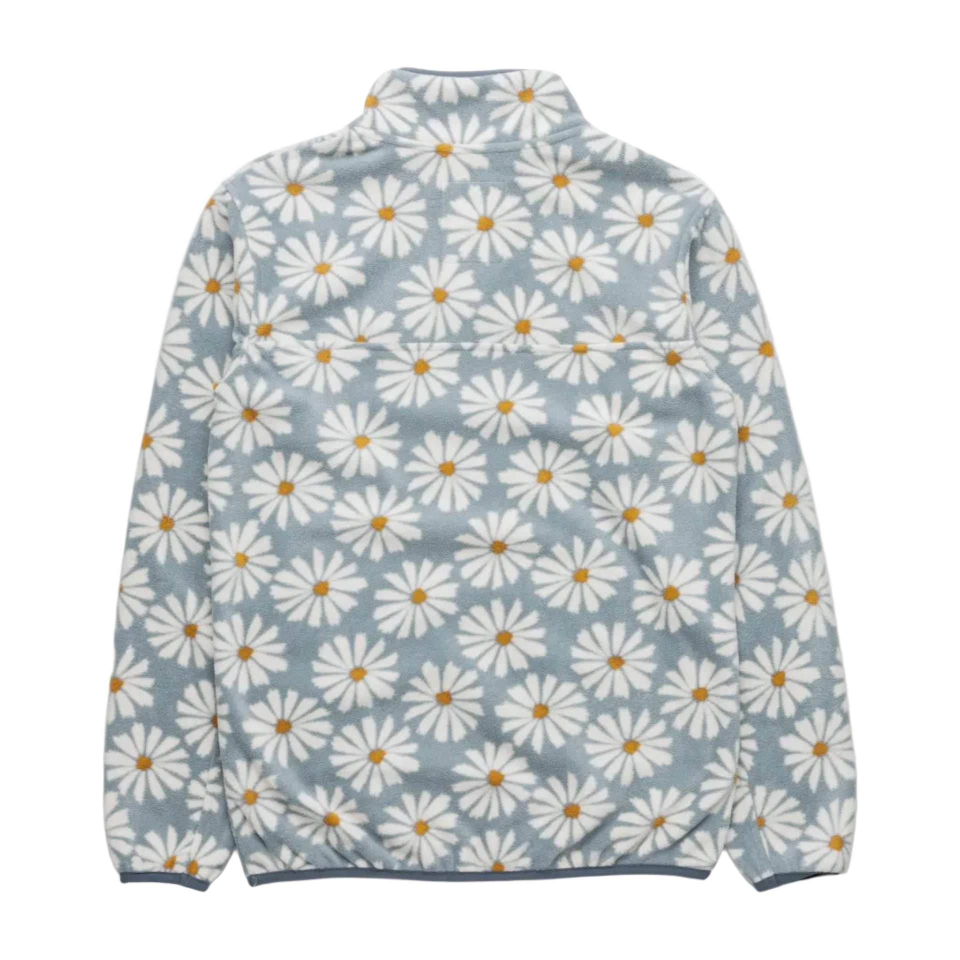 Women's KAVU Cavanaugh Pullover Fleece in Sky Daisy back view showing a relaxed fit and comfortable layering design