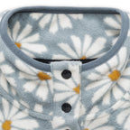 Close-up of the KAVU Cavanaugh Pullover Fleece in Sky Daisy highlighting the soft fleece construction and floral-inspired pattern