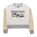 Women's KAVU Crew Crop Sweatshirt in Sunset Ridge front view featuring heavyweight organic cotton fleece and a relaxed cropped fit