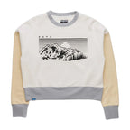 Women's KAVU Crew Crop Sweatshirt in Sunset Ridge front view featuring heavyweight organic cotton fleece and a relaxed cropped fit