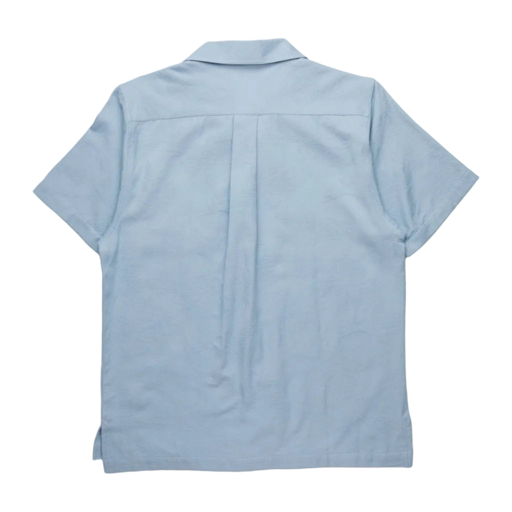 Men's KAVU Deckhouse Short Sleeve Shirt in Tropical Fog back view showing relaxed summer styling and textured woven construction