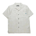 Men's KAVU Deckhouse Short Sleeve Shirt in Tropical Sands front view featuring organic cotton jacquard weave fabric and classic camp-shirt styling