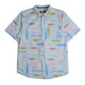 KAVU Festaruski S/S Shirt in Paddle By featuring an all-over paddle-inspired print and short sleeve button-up design
