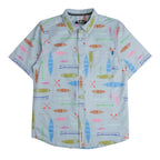 KAVU Festaruski S/S Shirt in Paddle By featuring an all-over paddle-inspired print and short sleeve button-up design