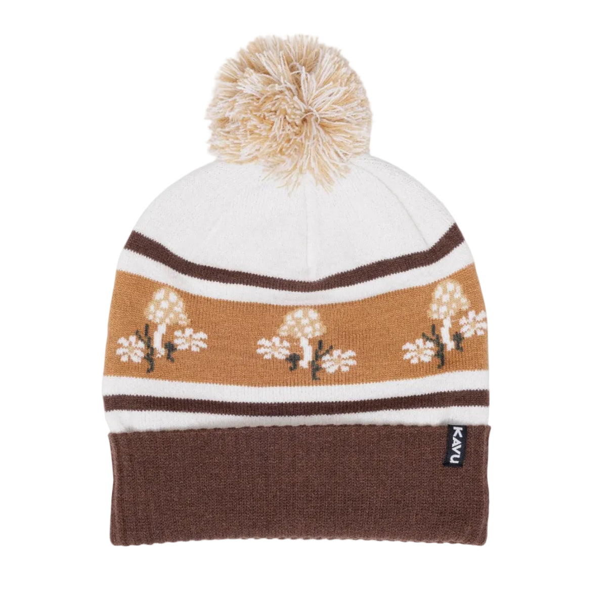 KAVU Herschel Beanie in Forage Patch with jacquard knit design and pom
