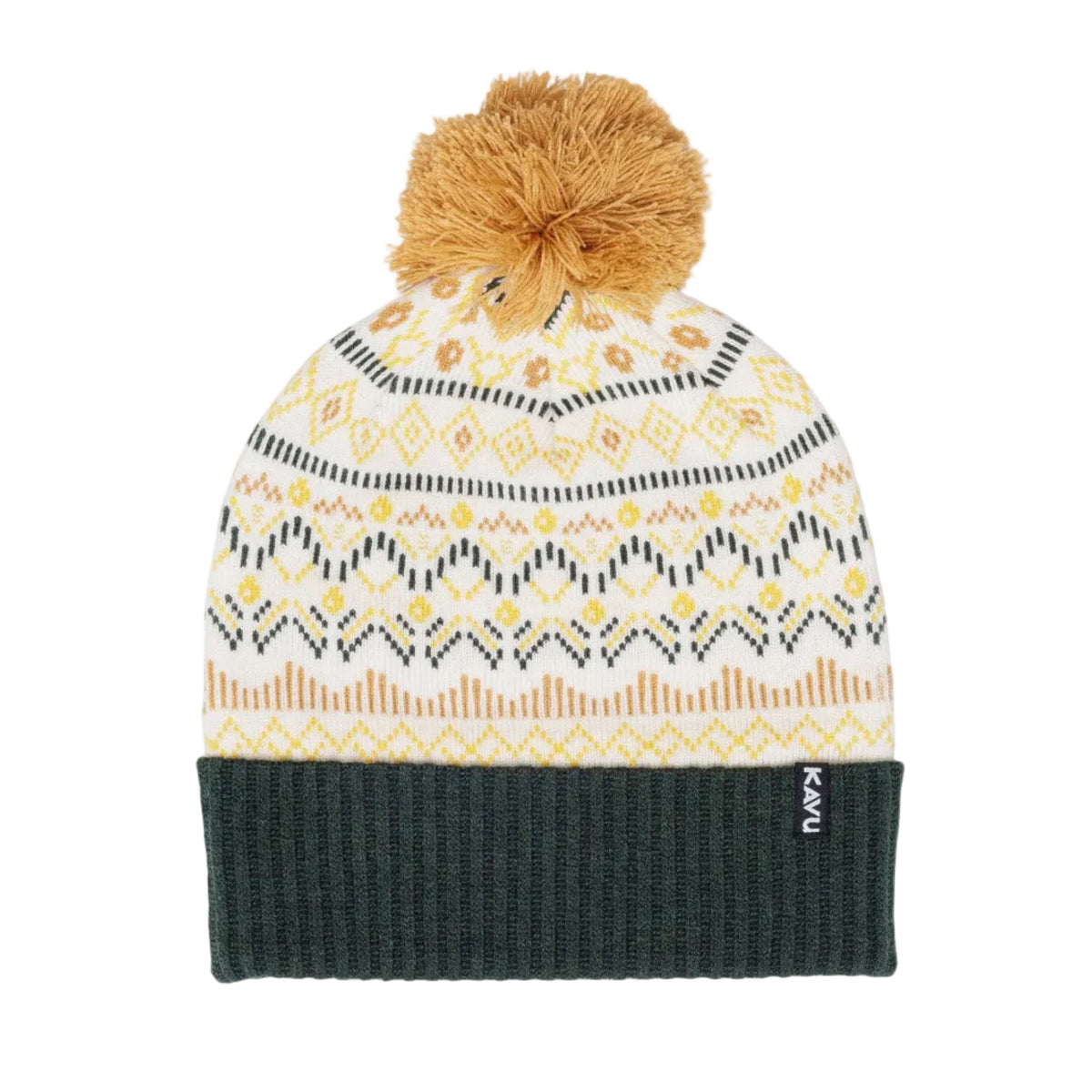 KAVU Herschel Beanie in Woodland Holiday with jacquard knit design and pom